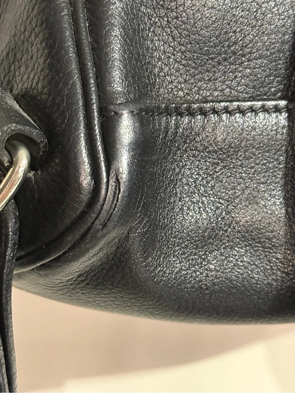 VTG Longchamp Paris Black Leather Backpack